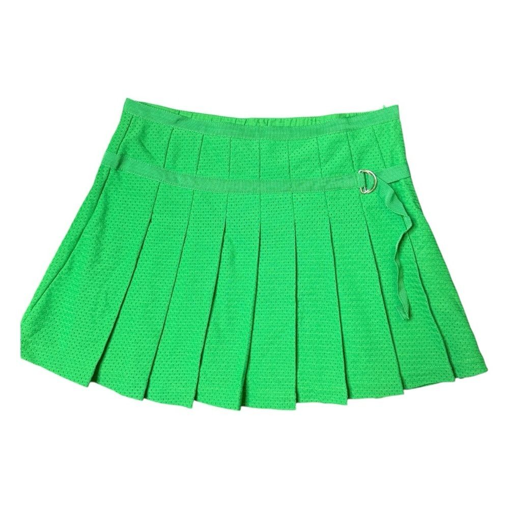 Urban Outfitters OU Pleated Blokette Kelly Green Mini Skirt Size 1
